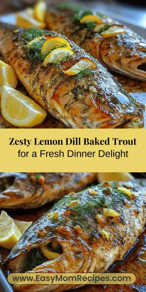 Discover the vibrant flavors of Zesty Lemon Dill Baked Trout—a dish that’s both fresh and healthy. This easy recipe highlights the delicate taste of trout, complemented by zesty lemon and aromatic dill, making it ideal for any occasion. Packed with omega-3s and high-quality protein, this nutritious meal is not only delicious but also visually appealing. Learn how to prepare, marinate, and bake this delightful fish for a satisfying dining experience. Enjoy elevating your everyday meals with this flavorful dish!