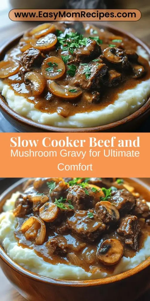 Discover the ultimate comfort food with this Hearty Slow Cooker Beef and Mushroom Gravy recipe. Perfect for busy days, this dish combines tender beef chuck roast and earthy mushrooms simmered in a rich, flavorful gravy. Ideal for spooning over mashed potatoes, rice, or fresh bread, it’s a nourishing meal that warms the soul. With easy preparation and minimal effort, you can enjoy a satisfying homemade dish that your family will love.