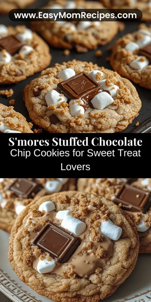 Indulge in the perfect treat with s'mores stuffed chocolate chip cookies! This delightful recipe combines gooey marshmallows, rich chocolate, and crunchy graham crackers inside a warm, chewy chocolate chip cookie. It’s a nostalgic twist on a classic favorite that evokes memories of campfire nights. Perfect for gatherings or a special treat, these cookies are easy to make and even easier to enjoy. Dive into the recipe and create these sweet, cozy delights any time!