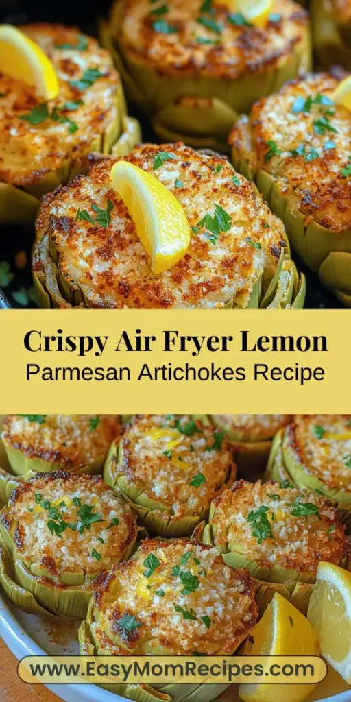 Discover the delicious and nutritious taste of Air Fryer Lemon Parmesan Artichokes! This simple recipe elevates the classic artichoke with a zesty lemon and cheesy Parmesan crust, making it a perfect appetizer or side dish. Enjoy the healthy benefits of artichokes, rich in fiber and antioxidants, while savoring the satisfying crunch from the air fryer. Easy to make and bursting with flavor, this dish will be a standout at any meal. Try it today!
