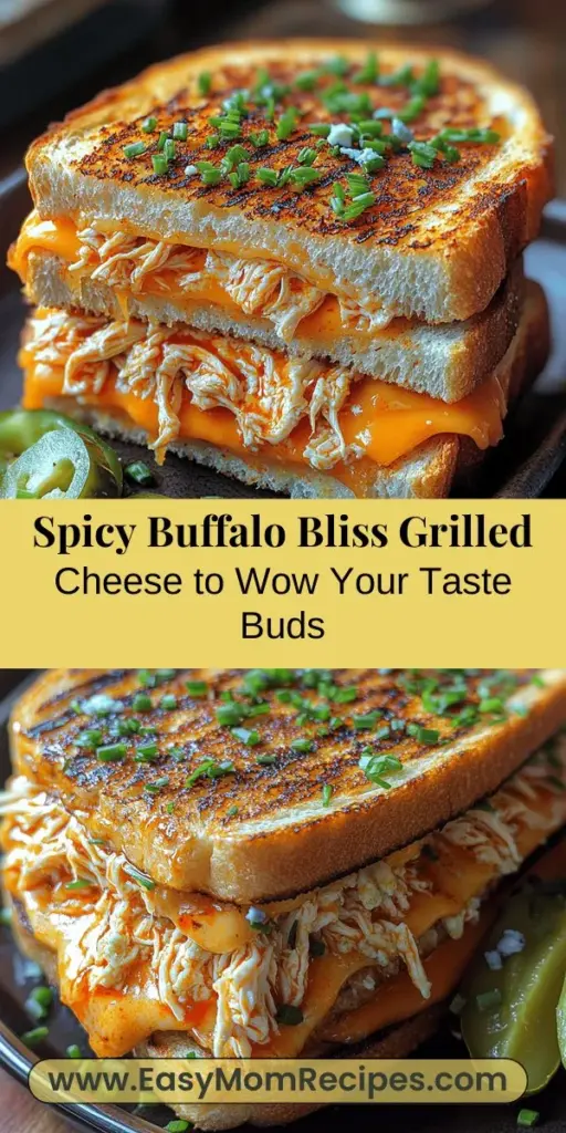 Discover the ultimate comfort food with a spicy twist: Buffalo Bliss Grilled Cheese. This innovative sandwich combines gooey cheddar and tangy blue cheese with the bold flavors of buffalo chicken, creating a mouthwatering experience that elevates the classic grilled cheese to new heights. Easy to make with shredded rotisserie chicken, this dish is perfect for lunch, dinner, or game day. Get ready to impress your friends and family with this flavorful delight!