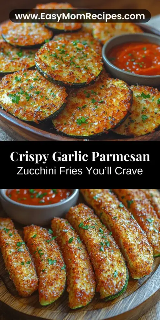 Discover the deliciously guilt-free world of Crispy Garlic Parmesan Zucchini Fries! This recipe transforms tender zucchini into a crispy, savory snack that’s low in calories but high in flavor. With a combination of panko breadcrumbs, garlic powder, and Parmesan, these fries offer a delightful crunch without the heaviness of traditional fries. Perfect as a snack, side dish, or appetizer, they’re a tasty way to sneak more veggies into your diet. Enjoy them alone or with your favorite dipping sauce for an irresistible treat!