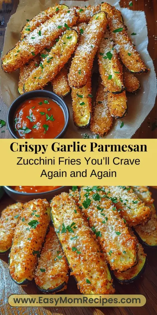 Craving something crispy and delicious? Try these Crispy Garlic Parmesan Zucchini Fries, a healthier twist on traditional fries! This recipe combines the mild taste of zucchini with savory garlic and rich Parmesan cheese for an irresistible snack or side dish. Perfect for movie nights or family dinners, these baked fries are low in calories yet full of flavor and crunch. Discover how to make this easy, nutritious treat that even kids will love.