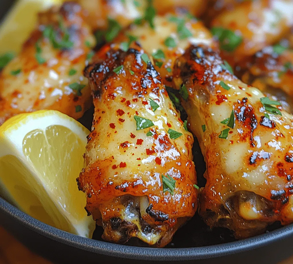 When it comes to snacks or party foods, few dishes can rival the timeless appeal of chicken wings. Loved by many, they are a staple at sporting events, gatherings, and casual get-togethers. Their versatility allows them to be prepared in countless ways, from spicy buffalo to tangy barbecue, catering to a wide range of palates. However, if you’re looking for a unique twist that combines flavor with a melt-in-your-mouth texture, look no further than our <strong>Melt-In-Your-Mouth Garlic Parmesan Wings</strong>.” /></p>
</p>
<h3>Optimal Baking Time and Temperature for Perfectly Crispy Wings</h3>
</p>
<p>Achieving the ideal golden-brown and crispy texture for your Garlic Parmesan Wings begins with the right baking time and temperature. Preheat your oven to 425°F (220°C). This high temperature helps render the fat from the wings, creating that coveted crispy skin while keeping the meat tender and juicy. Bake the wings for approximately 40-45 minutes, flipping them halfway through to ensure they cook evenly on both sides.</p>
</p>
<p>As you approach the end of the baking time, keep an eye on your wings. The skin should appear golden and crispy, and the internal temperature should reach at least 165°F (74°C). A meat thermometer is a valuable tool here, providing an accurate reading to ensure your wings are fully cooked without overcooking.</p>
</p>
<h3>Signs That Wings Are Fully Cooked</h3>
</p>
<p>To determine if your wings are fully cooked, look for a few key signs:</p>
<p>– The skin should be crispy and golden brown.</p>
<p>– The juices running from the wings should be clear, not pink.</p>
<p>– The internal temperature should read 165°F (74°C) when checked at the thickest part of the wing without touching the bone.</p>
</p>
<p>Once these indicators are met, your wings are ready to be tossed in the delectable garlic Parmesan sauce.</p>
</p>
<h3>Creating the Garlic Parmesan Sauce</h3>
</p>
<p>While your wings are baking to perfection, it’s time to prepare the flavorful Garlic Parmesan sauce that will elevate your wings. Here’s a step-by-step guide:</p>
</p>
<p>1. <strong>Sauté the Garlic</strong>: Start by melting 4 tablespoons of unsalted butter in a medium saucepan over medium heat. Add 4-5 minced garlic cloves to the butter and sauté for about 1-2 minutes, or until the garlic becomes fragrant and just begins to turn golden. Be careful not to burn the garlic, as it can become bitter, compromising the sauce’s flavor.</p>
</p>
<p>2. <strong>Incorporate the Parmesan Cheese</strong>: Once the garlic is sautéed, remove the saucepan from the heat and gradually stir in 1 cup of freshly grated Parmesan cheese. Mixing off the heat prevents the cheese from clumping and ensures a smooth consistency. If the sauce seems too thick, add a tablespoon or two of milk or chicken broth to reach your desired consistency.</p>
</p>
<p>3. <strong>Add Optional Crushed Red Pepper</strong>: If you enjoy a bit of heat, consider adding 1/4 teaspoon of crushed red pepper flakes to the sauce. This addition will give the wings a delightful kick without overpowering the garlic and Parmesan flavors.</p>
</p>
<h3>Tossing and Serving the Wings</h3>
</p>
<p>Once your wings are baked and the sauce is prepared, it’s time to bring everything together.</p>
</p>
<p>1. <strong>Tossing the Wings in Sauce</strong>: In a large mixing bowl, carefully transfer the baked wings. Pour the warm Garlic Parmesan sauce over the wings, ensuring every piece is well coated. Use tongs or a spatula to gently toss the wings in the sauce, ensuring an even coating. The goal is to cover each wing thoroughly without damaging the crispy skin.</p>
</p>
<p>2. <strong>Garnishing for Appeal</strong>: For an added touch of flavor and color, garnish your wings with freshly chopped parsley. This not only brightens the dish visually but also adds a fresh, herbaceous note that complements the richness of the sauce.</p>
</p>
<p>3. <strong>Serving Suggestions</strong>: To enhance the overall flavor experience, serve your Garlic Parmesan Wings with lemon wedges on the side. A squeeze of fresh lemon juice over the wings just before eating can elevate the dish, cutting through the richness of the sauce and adding a refreshing zing.</p>
</p>
<h3>Nutritional Information</h3>
</p>
<p>Understanding the nutritional content of your meal is essential for health-conscious cooking. Here’s a breakdown of what you can expect per serving of Garlic Parmesan Wings (approximately 4 wings):</p>
</p>
<p>– <strong>Calories</strong>: 350</p>
<p>– <strong>Total Fat</strong>: 24g</p>
<p>– <strong>Saturated Fat</strong>: 10g</p>
<p>– <strong>Cholesterol</strong>: 100mg</p>
<p>– <strong>Sodium</strong>: 700mg</p>
<p>– <strong>Total Carbohydrates</strong>: 3g</p>
<p>– <strong>Dietary Fiber</strong>: 0g</p>
<p>– <strong>Sugars</strong>: 0g</p>
<p>– <strong>Protein</strong>: 30g</p>
</p>
<p>These wings provide a substantial amount of protein, making them a great option for a post-workout meal. The use of chicken wings offers a good source of vitamins and minerals, including B vitamins and phosphorus. However, be mindful of the butter and cheese, as they contribute to the overall fat and calorie count.</p>
</p>
<h3>Variations and Customizations</h3>
</p>
<p>One of the best aspects of Garlic Parmesan Wings is their versatility. Here are some ideas for modifying the recipe to fit your taste preferences or dietary needs:</p>
</p>
<p>– <strong>Alternative Sauces</strong>: Consider experimenting with different sauces. A spicy buffalo sauce, honey garlic glaze, or a tangy BBQ sauce can bring new flavor dimensions to your wings.</p>
</p>
<p>– <strong>Seasoning Variations</strong>: Try adding different seasonings to the wings before baking. A sprinkle of smoked paprika, cayenne pepper for heat, or a dash of Italian seasoning can change the flavor profile dramatically.</p>
</p>
<p>– <strong>Pairing Suggestions</strong>: Serve your wings with side dishes like celery sticks, carrot sticks, or a fresh garden salad. Dips like ranch or blue cheese dressing complement the wings beautifully and offer a cooling contrast to the heat of the sauce.</p>
</p>
<p>– <strong>Different Cooking Methods</strong>: If you own an air fryer, consider air frying your wings for an even crisper texture. Cook them at 400°F (200°C) for about 25-30 minutes, shaking the basket halfway through. Alternatively, grilling the wings can impart a smoky flavor that pairs wonderfully with the garlic Parmesan sauce.</p>
</p>
<h3>Conclusion</h3>
</p>
<p>Melt-In-Your-Mouth Garlic Parmesan Wings are an irresistible treat that combines the savory richness of garlic and cheese with the satisfying crunch of perfectly baked chicken wings. This recipe not only delivers on taste but also offers flexibility, allowing you to customize the flavors to your liking. Whether you’re hosting a game day party, a casual family dinner, or a cozy night in, these wings are sure to impress.</p>
</p>
<p>We encourage you to try this recipe and enjoy the delicious results that come from simple ingredients and a few straightforward steps. Chicken wings are a beloved staple in many culinary traditions, so don’t hesitate to explore their versatility and make them your own. Happy cooking!</p>
</div>