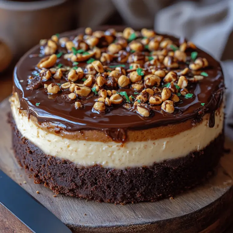 If you’re searching for a show-stopping dessert that combines indulgence with rich flavors, look no further than the decadent peanut butter brownie cheesecake. This treat takes the best elements of a classic brownie and elevates them with a creamy cheesecake layer infused with smooth peanut butter. The result is a deliciously satisfying dessert that perfectly balances sweetness, creaminess, and the irresistible taste of chocolate and peanut butter.