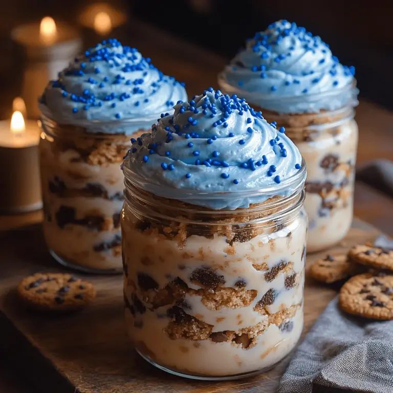 Delve into the whimsical world of baking with our delectable Cookie Monster Cake Jars! This fun and visually appealing dessert is perfect for both kids and adults alike, capturing the playful spirit of the beloved Sesame Street character. Imagine layers of moist cake, creamy frosting, and crunchy cookie bits all beautifully presented in a jar, making it not just a treat for the taste buds but also a feast for the eyes. Whether you’re hosting a vibrant birthday party, celebrating a special occasion, or simply indulging in a sweet treat, these cake jars are sure to delight everyone around the table.