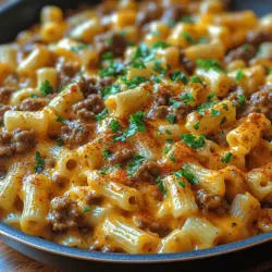 In the fast-paced world of modern cooking, easy and satisfying meals are more important than ever. Many of us juggle work, family, and social commitments, leaving little time for elaborate meal preparation. This is where the Cheesy One-Pan Hamburger Helper shines as a go-to recipe, offering a delicious and comforting dinner solution that can be prepared in under 30 minutes. This dish combines the rich flavors of ground beef, creamy cheese, and wholesome pasta, creating a nostalgic yet contemporary meal that appeals to both adults and children alike.