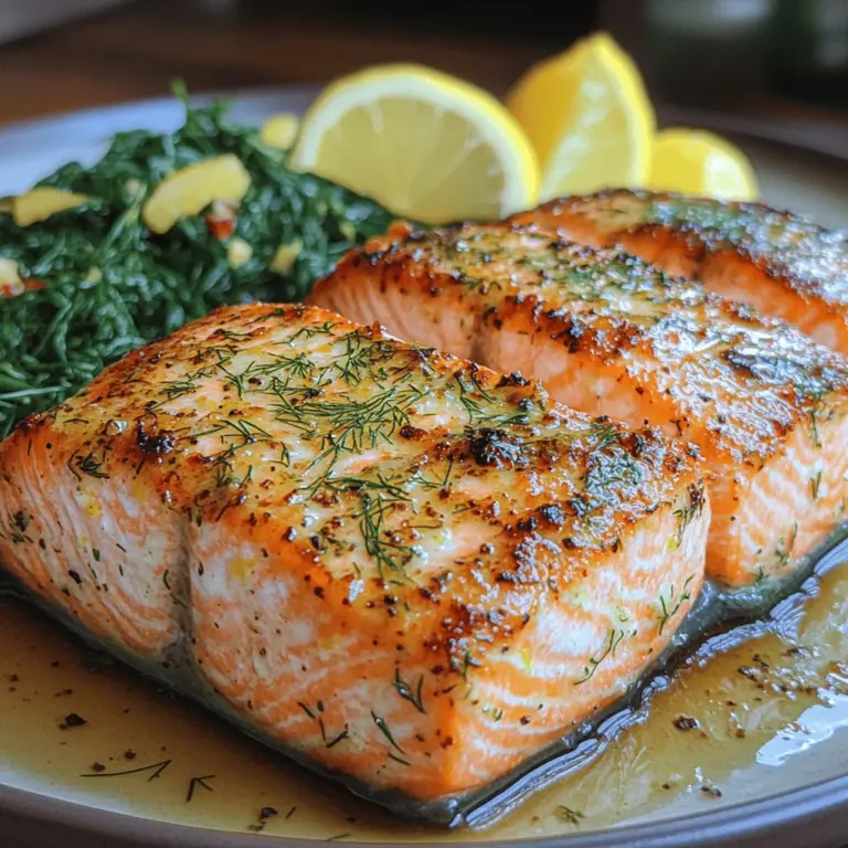 Welcome to a culinary adventure with our Vibrant Lemon Herb Salmon with Spinach Sizzle! This delightful dish marries the succulent texture of fresh salmon with the vibrant flavors of zesty lemon and aromatic herbs, creating a meal that not only pleases the palate but also nourishes the body. In a world where health-conscious eating is becoming increasingly important, incorporating nutrient-rich ingredients like salmon and spinach into your diet is a delicious way to elevate your meals.