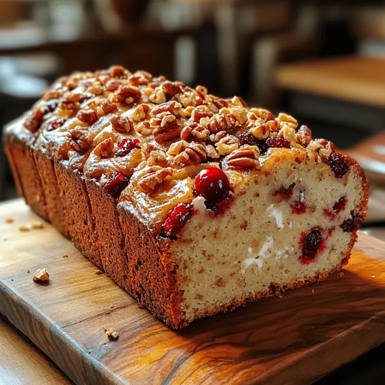 Are you searching for a wonderfully unique bread recipe that seamlessly blends sweet and savory flavors? Look no further than Cranberry-Pecan Cream Cheese Bread. This delightful loaf combines the tartness of fresh cranberries with the nutty crunch of pecans, all held together by a rich cream cheese batter. Whether you're looking to impress guests at a gathering, treat yourself to a special breakfast, or simply enjoy a comforting snack, this bread is versatile enough to suit any occasion.