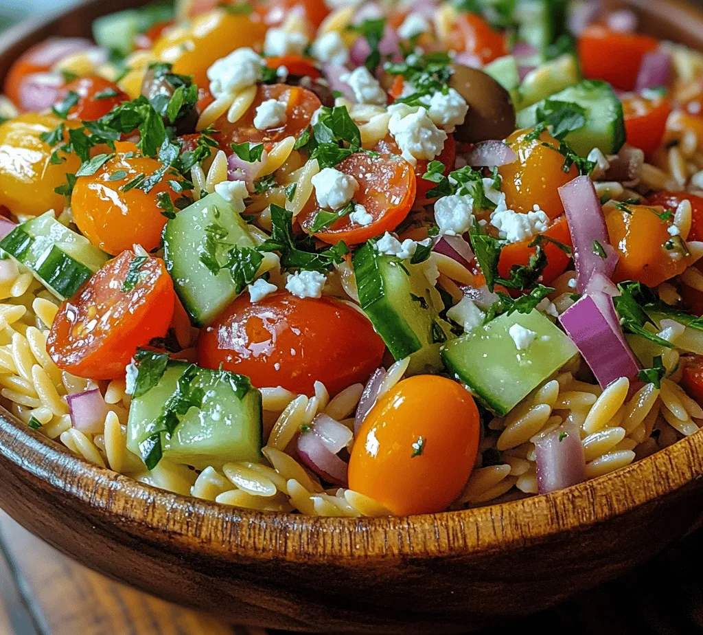 Orzo is a type of pasta that resembles large grains of rice. Its unique shape and texture make it an excellent base for salads, allowing it to absorb flavors while providing a satisfying bite. In Mediterranean Orzo Delight, the orzo serves as the foundation around which all other ingredients come together. Unlike traditional pasta dishes, where noodles are typically the star, orzo blends seamlessly with fresh vegetables, herbs, and other components, creating a cohesive dish that is both filling and invigorating.