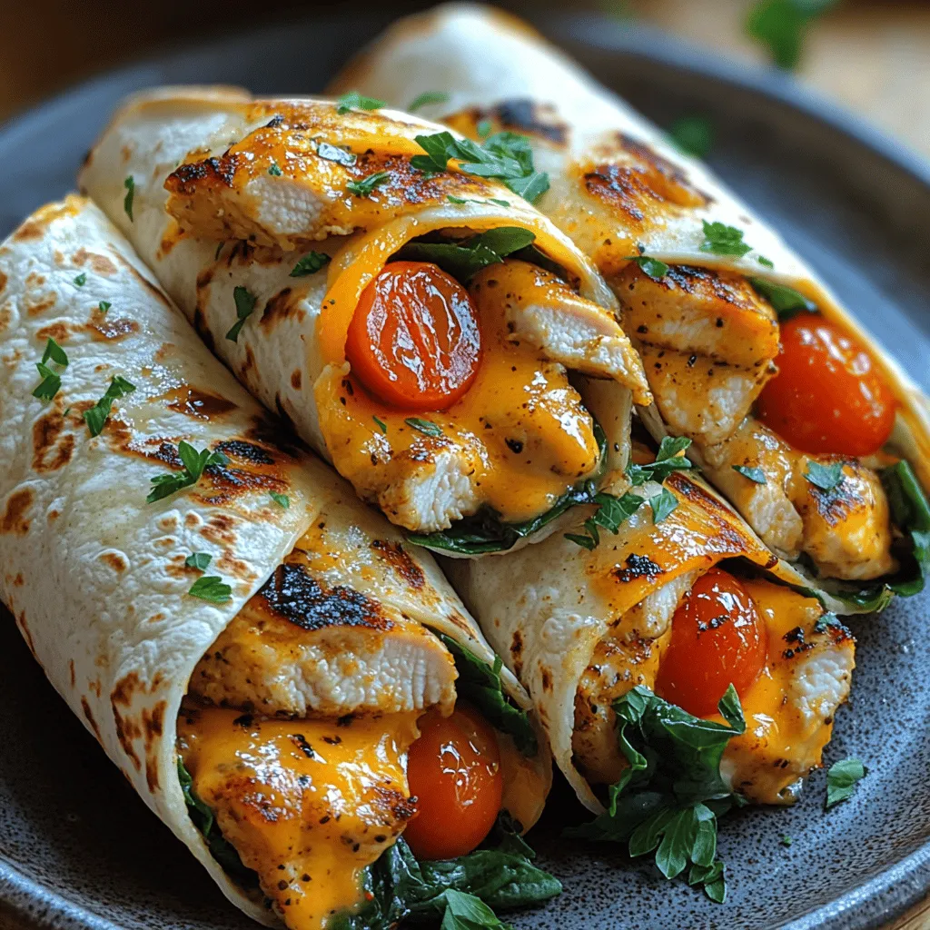 In today's fast-paced world, finding a meal that is both quick to prepare and packed with flavor can often feel like a daunting task. Enter Cheesy Garlic Chicken Wraps, the perfect solution for busy weeknights or casual gatherings with friends and family. This delightful recipe combines tender, marinated chicken with melted cheese and fresh vegetables, all wrapped up in a soft tortilla. Not only is this dish satisfying to the palate, but it also offers a variety of textures and flavors that make it a hit with both adults and kids alike.