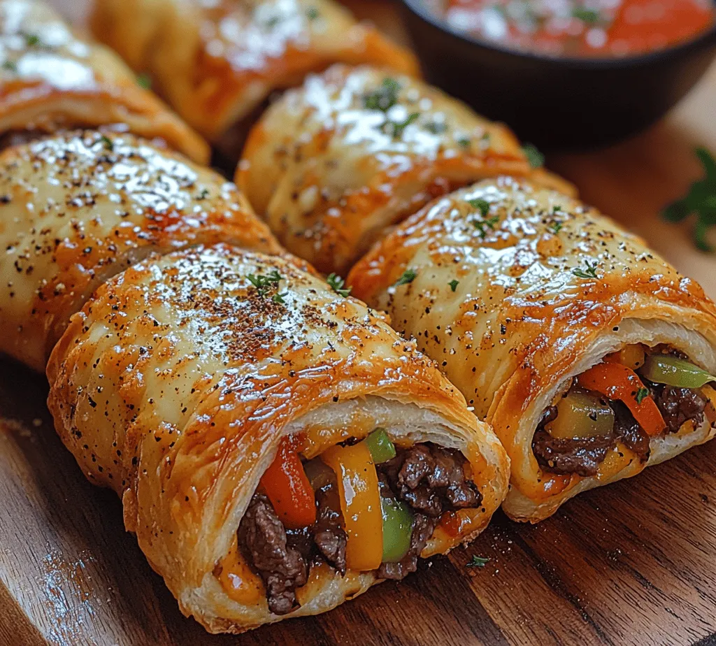 Explore the delightful fusion of flavors with our Philly Cheesesteak Stuffed Cheesy Breadsticks recipe. This indulgent dish marries the classic cheesesteak with the comforting appeal of cheesy breadsticks, making it an ideal choice for game day snacks, family dinners, or a cozy night in. Picture this: a warm, golden-brown breadstick, oozing with gooey cheese, savory steak, and the subtle sweetness of sautéed onions and bell peppers. It's a dish that not only satisfies your cravings but also evokes the rich culinary traditions of Philadelphia.