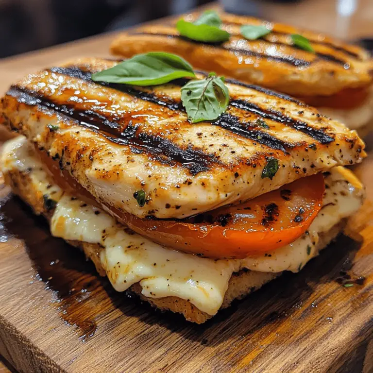 The Chicken Caprese Panini is a culinary delight that brings together the best of classic Italian flavors in a convenient sandwich format. Imagine biting into a warm, crispy panini filled with succulent grilled chicken, creamy mozzarella, ripe tomatoes, and fragrant basil—all harmoniously layered to create a mouthwatering experience. This dish not only satisfies your hunger but also transports your taste buds to the sun-drenched landscapes of Italy with every bite.