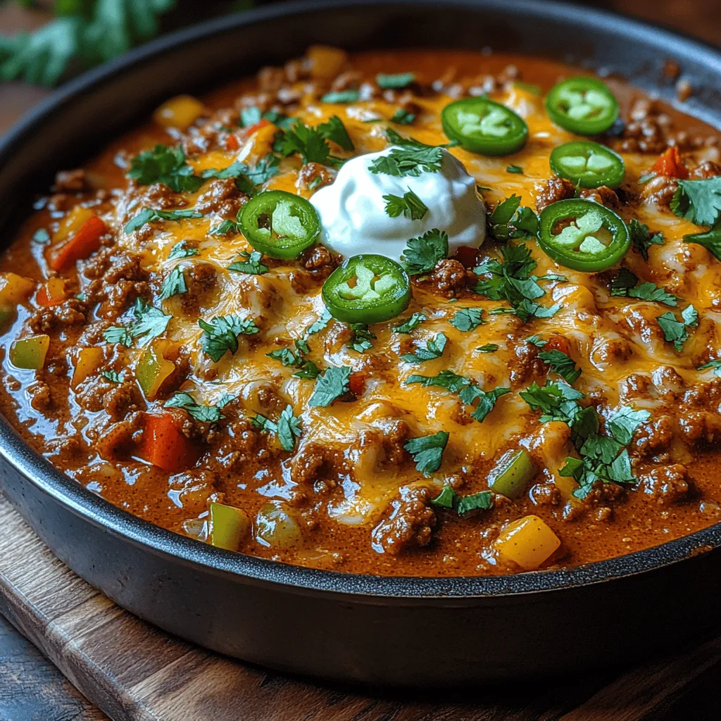 If you're looking for a quick, delicious, and satisfying meal to whip up on a busy weeknight, the Spicy Cheesy Beef Enchilada Skillet is the perfect dish for you. This one-pan wonder combines the rich flavors of traditional enchiladas with the convenience of a skillet meal, making it an ideal choice for families and individuals alike. With its spicy kick, creamy cheese, and wholesome ingredients, this recipe not only tantalizes your taste buds but also aligns perfectly with the fast-paced lifestyles many of us lead today.