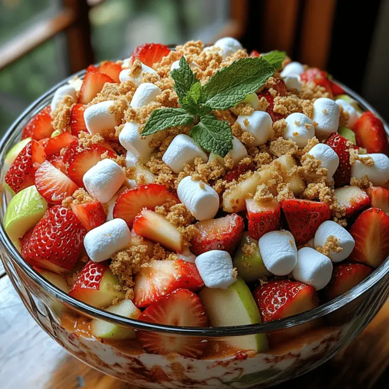 Imagine a dish that captures the essence of summer—vibrant colors, refreshing flavors, and a delightful texture that dances on your palate. The Apple-Strawberry Cheesecake Fruit Salad is just that and more. This unique creation combines the natural sweetness of fresh strawberries and crisp apples with a luxurious cheesecake-inspired mixture, resulting in a dessert that is as delicious as it is visually appealing. Perfect for summer gatherings, picnics, or simply as a refreshing treat at home, this fruit salad offers a delightful balance of fresh fruit and creamy goodness.