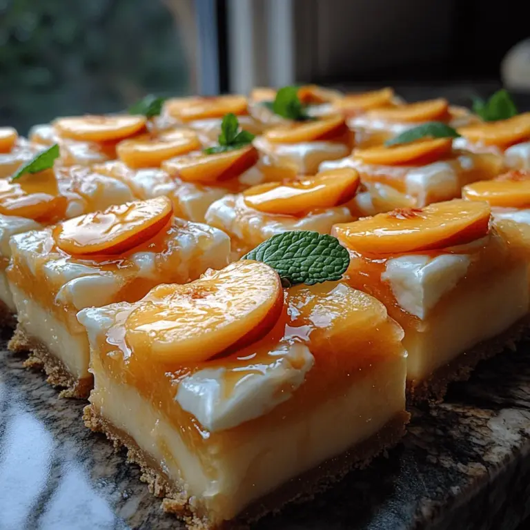 As summer rolls in, the air becomes perfumed with the sweet scent of ripening peaches, enticing dessert lovers everywhere. Peach desserts have long held a special place in culinary traditions, celebrated for their juicy sweetness and vibrant flavor. Among these delightful treats, Peachy Delight Cream Bars stand out as a unique and refreshing dessert that captures the essence of summer in every bite. These bars feature a buttery crust that cradles a luscious peach filling and is topped with a smooth, creamy layer, making them an irresistible choice for family gatherings, picnics, or simply to enjoy at home on a warm afternoon.