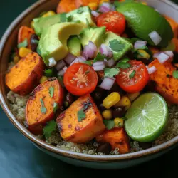 In today's fast-paced world, finding a nutritious and satisfying meal can sometimes feel like a daunting task. Enter the Sweet Potato Bliss Burrito Bowl, a colorful and wholesome dish that not only pleases the palate but also nourishes the body. This vibrant bowl is a fantastic option for lunch or dinner, combining the natural sweetness of roasted sweet potatoes with protein-packed quinoa and fiber-rich black beans. It's a meal that embraces health without sacrificing flavor, making it a favorite among health-conscious individuals and food enthusiasts alike.