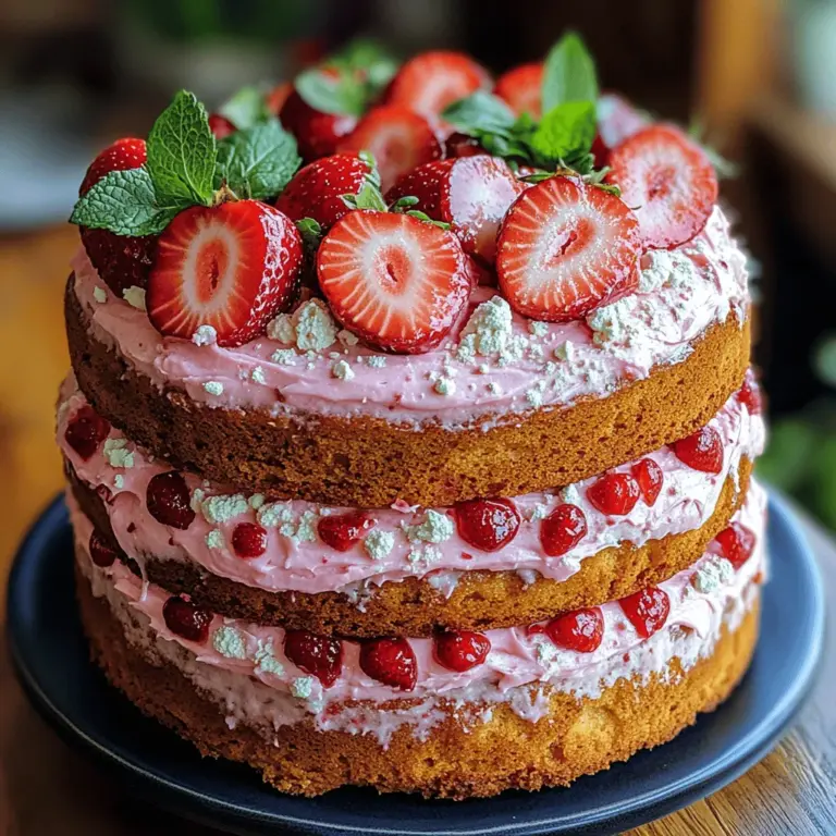 If you're looking for a dessert that perfectly captures the essence of summer, look no further than the Strawberry Bliss Cake. This delightful cake is a true celebration of flavors, combining the natural sweetness of fresh strawberries with a light, airy cake and a rich, creamy frosting. Its vibrant colors and delightful taste make it an ideal centerpiece for various occasions, from birthdays and anniversaries to casual summer gatherings and picnics. With each slice, you’ll be treated to a burst of strawberry goodness that will make you and your guests come back for seconds—and thirds!