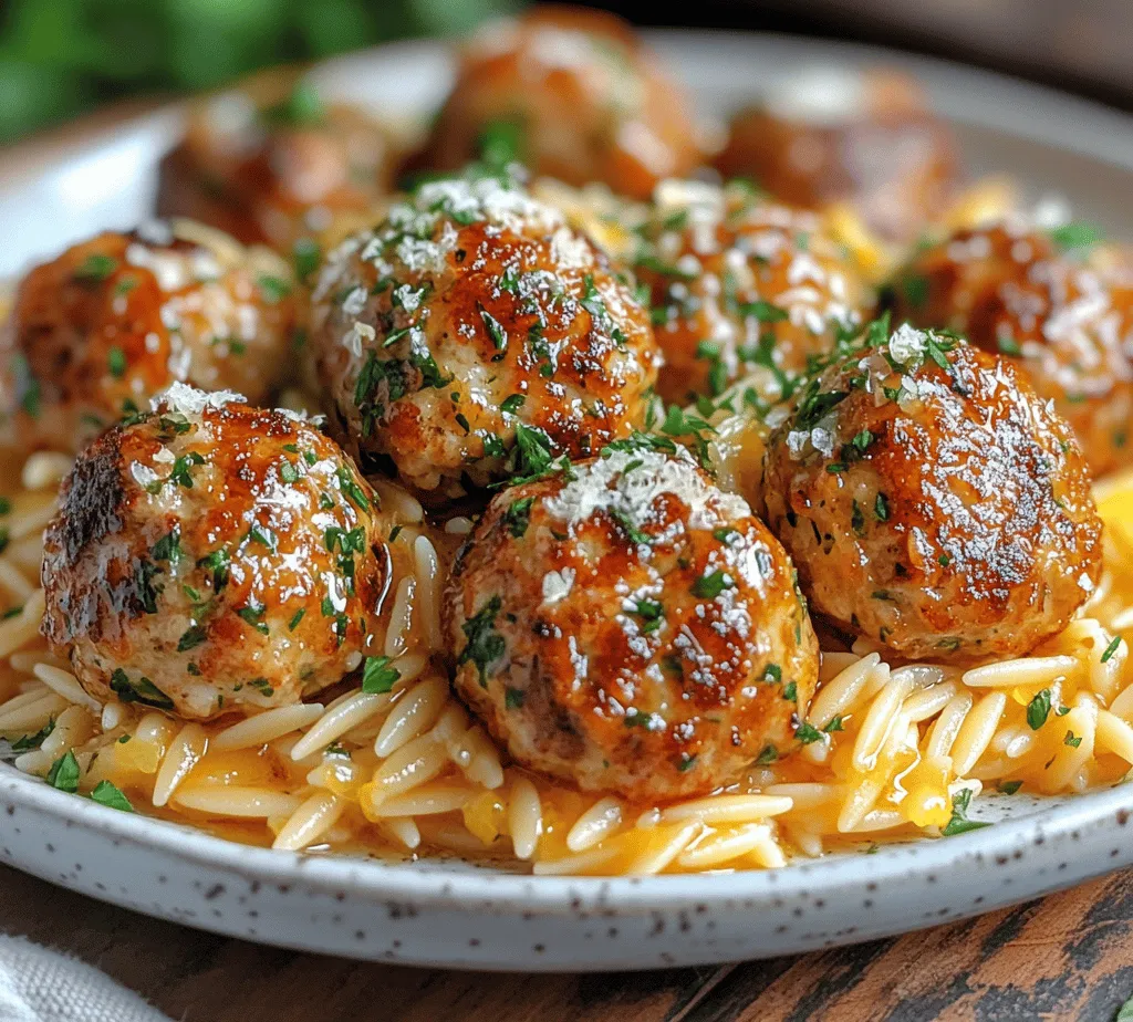 Greek cuisine is celebrated for its vibrant flavors, fresh ingredients, and rich history, making it a beloved choice worldwide. The Mediterranean diet, heavily influenced by Greek culinary traditions, emphasizes wholesome, nutritious foods that are not only delicious but also beneficial for health. Among the many delightful dishes that Greek cuisine offers, <strong>Greek Chicken Meatballs with Lemon Orzo</strong> stands out as a perfect representation of the region’s gastronomic charm. This dish combines tender chicken meatballs, infused with herbs and spices, served atop a bed of zesty lemon orzo, creating a symphony of flavors that is sure to tantalize the taste buds.” /></p>
</p>
<h3>Step-by-Step Cooking Process for Orzo</h3>
</p>
<p>To complement your succulent Greek chicken meatballs, the orzo must be prepared with care. Begin by bringing a large pot of salted water to a rolling boil. The salt not only enhances the flavor of the orzo but also helps it cook evenly. Once the water is boiling, add 1 cup of orzo pasta and stir gently to prevent it from sticking together.</p>
</p>
<p>Cook the orzo according to the package instructions, typically around 8-10 minutes, but keep an eye on it. The goal is to achieve an al dente texture, where the orzo is tender yet firm to the bite. This texture is crucial as it provides a pleasant contrast to the tender chicken meatballs and prevents the orzo from becoming mushy.</p>
</p>
<h3>Importance of Al Dente Texture</h3>
</p>
<p>Cooking your orzo to al dente is essential for several reasons. First, it maintains the integrity of the pasta, allowing it to hold its shape and providing a pleasing bite. Secondly, al dente pasta absorbs flavors better without becoming overly soft. This is particularly important as the orzo will later be infused with lemon and olive oil, which enhances its flavor profile. Remember, you can always continue cooking the pasta slightly after draining if it’s not quite firm enough, but once it turns mushy, there’s no turning back.</p>
</p>
<h3>How to Infuse Flavors in Orzo with Lemon and Olive Oil</h3>
</p>
<p>Once the orzo is cooked to perfection, it’s time to infuse it with vibrant flavors. Start by draining the orzo in a colander and then return it to the pot. While the orzo is still warm, drizzle 2 tablespoons of high-quality extra virgin olive oil over it. The warm pasta will absorb the oil, ensuring every bite is rich and flavorful.</p>
</p>
<p>Next, add the zest of one lemon and the juice of half a lemon to the pot. The lemon’s acidity not only brightens the dish but also complements the herbs and the chicken meatballs beautifully. Stir gently with a fork to combine, ensuring the orzo is evenly coated. Taste and adjust the seasoning if necessary, adding a little more salt or lemon juice to suit your preference.</p>
</p>
<h3>Importance of Seasoning and How It Enhances the Dish</h3>
</p>
<p>Seasoning is the cornerstone of any great dish, and in this recipe, it plays a pivotal role. While the chicken meatballs carry robust flavors from herbs and spices, the orzo needs seasoning to shine. A sprinkle of freshly ground black pepper, along with a pinch of salt, elevates the dish by enhancing the natural flavors of each ingredient. Remember, the goal is to create a harmonious blend where each component complements the others, resulting in a balanced and satisfying meal.</p>
</p>
<h3>Plating and Presentation</h3>
</p>
<p>An appealing presentation can transform a delightful meal into an extraordinary dining experience. For plating Greek Chicken Meatballs with Lemon Orzo, start by creating a base of orzo on each plate. Use a fork to twirl the orzo into a nest shape, which not only looks sophisticated but also makes it easier to add the meatballs.</p>
</p>
<p>Place three or four chicken meatballs on top of the orzo, allowing the juices to mingle with the pasta. For a touch of color and freshness, garnish with a sprinkle of fresh dill or parsley. These herbs not only enhance the visual appeal but also add a burst of flavor that complements the dish beautifully.</p>
</p>
<h3>Suggestions for Garnishing: Fresh Dill or Parsley</h3>
</p>
<p>Fresh herbs are a hallmark of Greek cuisine, and they can significantly elevate your dish. Dill offers a slightly sweet, grassy flavor that works well with the lemony profile of the orzo, while parsley provides a fresh, bright note. Consider using both to create a vibrant garnish that enhances the overall presentation.</p>
</p>
<h3>Importance of Presentation in Enhancing Dining Experience</h3>
</p>
<p>Presentation is about more than just aesthetics; it sets the stage for the dining experience. A well-plated dish invites diners to engage with the meal, creating anticipation and excitement. When your Greek Chicken Meatballs with Lemon Orzo looks as good as it tastes, it enhances the overall enjoyment and makes the meal feel special, whether it’s a weeknight dinner or a gathering with friends and family.</p>
</p>
<h3>Flavor Profile and Cultural Significance</h3>
</p>
<p>The flavor profile of Greek Chicken Meatballs with Lemon Orzo embodies the essence of Mediterranean cuisine. The meatballs are seasoned with classic Greek ingredients such as garlic, oregano, and mint, creating a savory and aromatic bite. The addition of lemon brings a refreshing brightness that cuts through the richness of the chicken, while the orzo provides a soft, comforting base.</p>
</p>
<p>Traditional Greek flavors are celebrated in this dish. Lemon, often referred to as the “golden fruit” of Greece, is used extensively in both savory and sweet dishes. Garlic adds depth and earthiness, while herbs like oregano and dill contribute a fragrant, herbal note that is characteristic of Greek cooking. Together, these ingredients create a well-rounded dish that is both satisfying and full of life.</p>
</p>
<p>Moreover, Greek Chicken Meatballs with Lemon Orzo holds cultural significance in Greece, often served during family gatherings and celebrations. These meatballs may be part of a larger spread during festive occasions, emphasizing the importance of sharing and community in Greek culture. This dish is not just a meal; it’s a reminder of heritage, tradition, and the joy of coming together around the table.</p>
</p>
<h3>Nutritional Information and Health Benefits</h3>
</p>
<p>When preparing Greek Chicken Meatballs with Lemon Orzo, you can enjoy a meal that is not only delicious but also nutritious. Here’s a breakdown of the dish’s nutritional content per serving:</p>
</p>
<p>– <strong>Calories:</strong> Approximately 450</p>
<p>– <strong>Protein:</strong> 30g (from chicken)</p>
<p>– <strong>Carbohydrates:</strong> 45g (from orzo)</p>
<p>– <strong>Fiber:</strong> 5g (from whole wheat breadcrumbs and orzo)</p>
<p>– <strong>Fats:</strong> 15g (from olive oil and meat)</p>
</p>
<h3>Health Benefits Associated with the Ingredients</h3>
</p>
<p>The ingredients in this dish also come with a variety of health benefits. The high protein content from chicken supports muscle health and satiety, making this dish a filling option. Whole wheat breadcrumbs and orzo add fiber to the meal, promoting digestive health and aiding in maintaining stable blood sugar levels.</p>
</p>
<p>Fresh herbs like dill and parsley are rich in vitamins and minerals, including vitamin C, vitamin K, and antioxidants, which contribute to overall health. Olive oil, a staple in Mediterranean diets, is known for its heart-healthy monounsaturated fats, which can help reduce inflammation and promote heart health.</p>
</p>
<h3>Suggestions for Customizing the Recipe to Fit Different Dietary Needs</h3>
</p>
<p>If you’re looking to modify this recipe to accommodate different dietary preferences, there are several options. For a gluten-free version, consider using gluten-free orzo or substituting it with quinoa or brown rice, which can provide a similar texture. If you prefer a vegetarian option, swap out the chicken for chickpeas or lentils, seasoning them similarly to the meatballs for a hearty alternative.</p>
</p>
<h3>Conclusion</h3>
</p>
<p>In summary, Greek Chicken Meatballs with Lemon Orzo is a delightful dish that combines rich flavors with nutritional benefits, making it a wonderful addition to your culinary repertoire. The balance of savory meatballs and tangy orzo creates a satisfying meal that is both comforting and refreshing.</p>
</p>
<p>This dish’s versatility allows it to shine in various settings—from a casual weeknight dinner to a festive family gathering. Embrace the flavors of Greece and consider exploring more Greek recipes to bring variety and excitement to your cooking. With its ease of preparation and delicious results, Greek Chicken Meatballs with Lemon Orzo is sure to become a favorite in your home.</p>
</div>