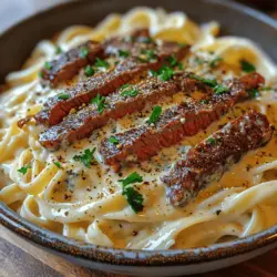 If you're on the lookout for a dish that marries indulgence with sophistication, look no further than Savory Steak Gorgonzola Alfredo with Creamy Parmesan Sauce. This culinary masterpiece brings together tender ribeye steaks, a velvety Alfredo sauce, and the bold flavors of Gorgonzola and Parmesan cheeses, creating a dining experience that is as rich in flavor as it is visually appealing.