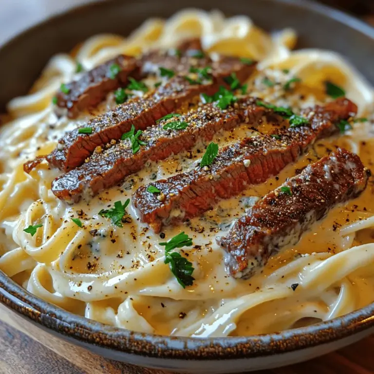 If you're on the lookout for a dish that marries indulgence with sophistication, look no further than Savory Steak Gorgonzola Alfredo with Creamy Parmesan Sauce. This culinary masterpiece brings together tender ribeye steaks, a velvety Alfredo sauce, and the bold flavors of Gorgonzola and Parmesan cheeses, creating a dining experience that is as rich in flavor as it is visually appealing.