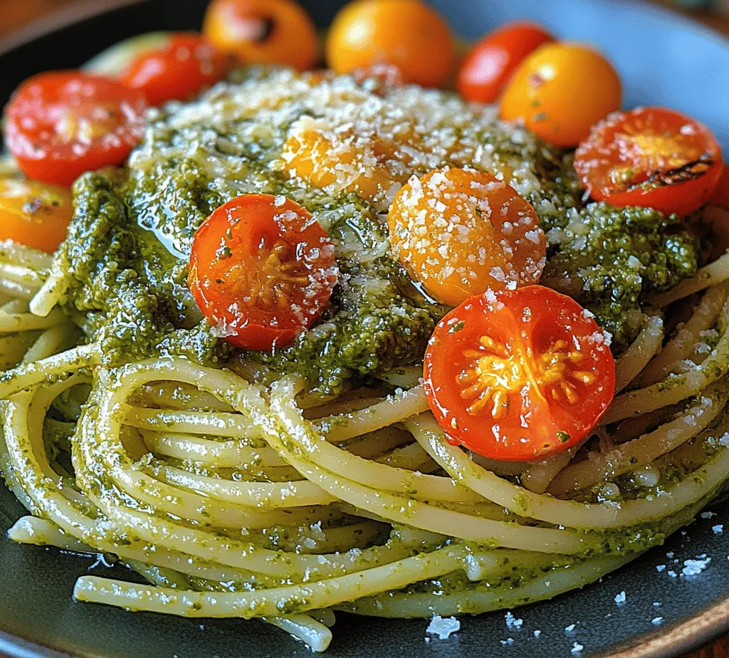 In recent years, homemade pasta dishes have surged in popularity, capturing the hearts and appetites of food enthusiasts around the globe. The appeal lies not only in the comforting embrace of fresh pasta but also in the ability to tailor flavors and ingredients to personal preferences. Among the myriad of pasta recipes, <strong>Basil Bliss Pesto Pasta</strong> stands out as a vibrant and fresh option that elevates your dining experience. This delightful dish combines the earthy richness of freshly made pasta with the aromatic essence of homemade pesto, creating a meal that is both satisfying and wholesome.” /></p>
</p>
<h3>Cooking the Pasta</h3>
</p>
<p>To create the perfect Basil Bliss Pesto Pasta, the first step is cooking the pasta to the right texture, which is crucial for an enjoyable dining experience. Begin by filling a large pot with water and bringing it to a rolling boil. The importance of salting this water cannot be overstated; it is the only opportunity to infuse flavor into the pasta as it cooks. For every liter of water, add about one tablespoon of sea salt. This enhances the pasta’s taste and ensures each bite is deliciously seasoned.</p>
</p>
<p>Once the water is boiling and properly salted, add your pasta of choice. While traditional pesto pasta often uses spaghetti or linguine, feel free to choose any shape you prefer, such as penne or fusilli. As the pasta cooks, it’s essential to keep an eye on the cooking time. The term “al dente” refers to pasta that is firm to the bite, which is the ideal texture for pesto pasta. Cooking pasta al dente not only enhances its flavor and texture but also helps it hold up better when mixed with the sauce.</p>
</p>
<p>Typically, you should cook the pasta for about two minutes less than the package instructions indicate. To check for doneness, taste a piece of pasta; it should be tender yet slightly firm in the center. Once the pasta reaches this perfect al dente stage, reserve about a cup of the pasta cooking water before draining it in a colander. This starchy water will be crucial for adjusting the consistency of your pesto sauce later.</p>
</p>
<h3>Combining the Pasta and Pesto</h3>
</p>
<p>Now that your pasta is cooked to perfection, it’s time to combine it with the freshly made Basil Bliss Pesto. Transfer the hot pasta directly into a large mixing bowl or back into the pot. Immediately add the pesto sauce, which should be vibrant and aromatic. To ensure an even coating, use tongs or a pasta fork to gently toss the pasta with the pesto. This technique allows the sauce to cling to the pasta, creating a harmonious blend of flavors.</p>
</p>
<p>If the pesto appears too thick or if you desire a creamier texture, incorporate some of the reserved pasta water gradually. Start with a few tablespoons, mixing until you achieve your desired consistency. The starchy pasta water not only helps to loosen the sauce but also enhances its flavor, creating a more cohesive dish.</p>
</p>
<h3>Serving Suggestions and Presentation</h3>
</p>
<p>Presentation plays a significant role in elevating your Basil Bliss Pesto Pasta from a simple meal to an impressive culinary creation. When plating, consider using a large, shallow bowl or a plate for a stylish presentation. Twirling the pasta into nests can create a visually appealing centerpiece that invites your guests to dig in.</p>
</p>
<p>Garnishing is equally important. Fresh basil leaves, a sprinkle of grated Parmesan cheese, and a drizzle of high-quality extra virgin olive oil can enhance both the flavor and visual appeal of your dish. Consider adding a few cherry tomatoes or a handful of arugula for a pop of color and freshness.</p>
</p>
<p>For those looking to make the meal more substantial, pairing the Basil Bliss Pesto Pasta with grilled chicken or shrimp can provide a delightful contrast in textures. Alternatively, serve it alongside a robust protein like salmon or a plant-based option such as roasted chickpeas for a vegetarian twist.</p>
</p>
<h3>Flavor Pairings and Variations</h3>
</p>
<p>One of the joys of cooking is experimenting with flavors and ingredients to suit your palate. The Basil Bliss Pesto Pasta is incredibly versatile, allowing for a variety of customizations. For a nutty flavor, consider swapping the traditional pine nuts with walnuts or cashews in your pesto. If you’re feeling adventurous, try adding a bit of sun-dried tomatoes or roasted red peppers to the pesto for an extra layer of flavor.</p>
</p>
<p>When it comes to cheese, while Parmesan is a classic choice, you could also use Pecorino Romano for a sharper taste or nutritional yeast for a vegan alternative.</p>
</p>
<p>Pairing your Basil Bliss Pesto Pasta with the right wine can elevate your dining experience. A crisp Sauvignon Blanc or a light Pinot Grigio complements the freshness of the pesto beautifully. For side dishes, consider serving a simple green salad dressed with lemon vinaigrette or grilled vegetables to enhance the meal’s overall freshness.</p>
</p>
<p>Don’t hesitate to explore seasonal variations, using herbs like parsley or cilantro in place of basil, or adding seasonal vegetables such as asparagus or zucchini to the pasta. The key is to embrace the ingredients available to you, making the dish uniquely yours.</p>
</p>
<h3>Nutritional Information</h3>
</p>
<p>Basil Bliss Pesto Pasta isn’t just a delight for the taste buds; it also offers numerous health benefits thanks to its fresh ingredients. The main components of this dish—basil, garlic, nuts, and olive oil—are rich in vitamins, minerals, and healthy fats.</p>
</p>
<p>A typical serving of Basil Bliss Pesto Pasta contains approximately 400-500 calories, depending on the portion size and the specific ingredients used. The macronutrient breakdown generally includes around 15-20 grams of protein, 50-60 grams of carbohydrates, and 20-30 grams of healthy fats, primarily from the olive oil and nuts.</p>
</p>
<p>To make the dish even more nutritious, consider incorporating whole-grain pasta, which adds more fiber and nutrients. You can also increase the vegetable content by tossing in some sautéed spinach, broccoli, or bell peppers, adding both color and health benefits to your meal.</p>
</p>
<h3>Conclusion</h3>
</p>
<p>Basil Bliss Pesto Pasta is a simple yet sophisticated dish that embodies the essence of fresh ingredients and homemade flavors. Its versatility allows for endless customization, making it a perfect choice for both casual weeknight dinners and elegant gatherings.</p>
</p>
<p>As you experiment with different ingredients and flavors, you’ll find that the heart of this dish lies in its freshness and simplicity. Take the opportunity to share this delightful meal with family and friends, enjoying the process of cooking and the joy that comes from creating something delicious.</p>
</p>
<p>In conclusion, embrace the art of cooking with this Basil Bliss Pesto Pasta recipe, and let your culinary creativity shine. Celebrate the flavors of fresh basil, garlic, and nuts, and transform your dining table into a feast that nourishes both the body and the soul.</p>
</div>