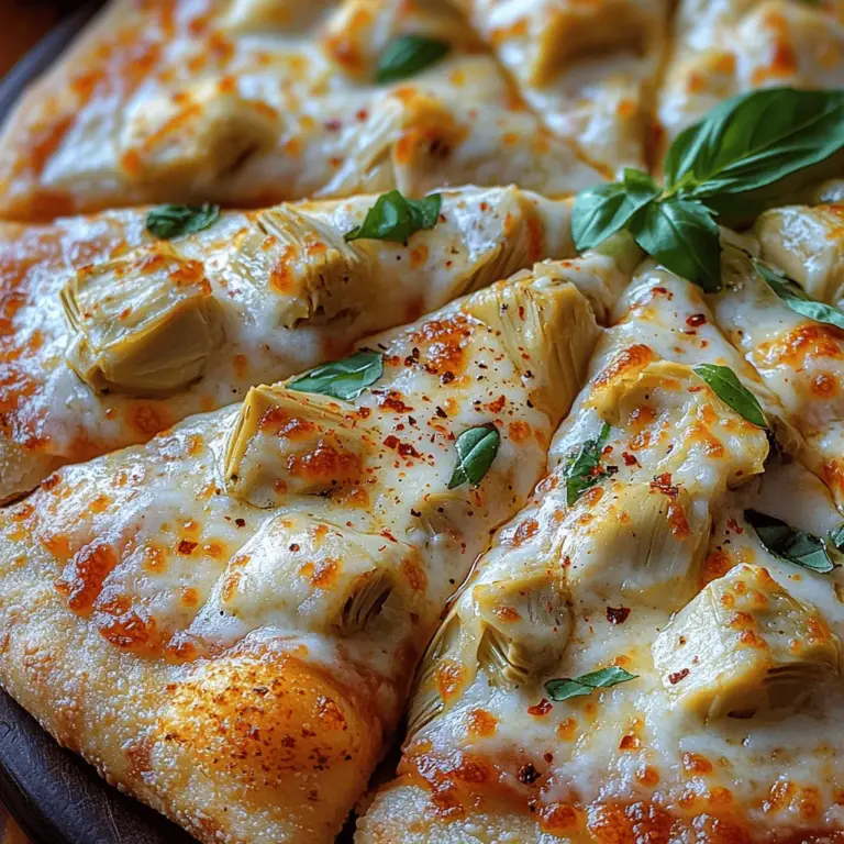 Artichoke Delight Pizza is not just a meal; it's an experience that tantalizes your taste buds and takes your culinary adventures to new heights. This dish beautifully marries the distinctive flavor of artichokes with a rich blend of cheeses and aromatic herbs, all sitting atop a perfectly baked crust. If you're looking to break away from the usual pepperoni or Margherita pizzas, this recipe offers a refreshing and delightful alternative that is sure to impress both family and friends alike.
