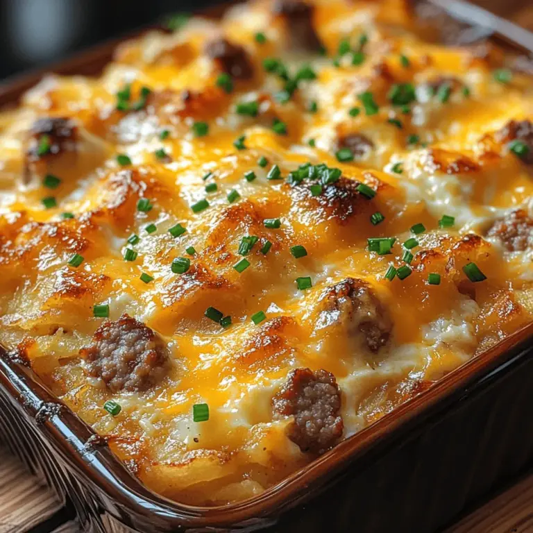 In the realm of breakfast dishes, few can compete with the comforting embrace of a savory casserole. The Savory Sausage, Egg, and Cream Cheese Hashbrown Casserole stands out as a delightful option that combines hearty ingredients into a single, easy-to-prepare meal. This casserole is not just a dish; it is a celebration of flavors and textures that make mornings feel special. With its blend of crispy hashbrowns, savory sausage, creamy cheese, and fluffy eggs, this dish offers a delightful way to kickstart your day or impress guests at brunch gatherings.