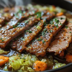 Savory Slow Cooker Corned Beef & Cabbage is more than just a dish; it’s a warm, comforting embrace on a plate, steeped in tradition and cherished by families across generations. This classic recipe has become synonymous with celebrations, particularly among those who observe St. Patrick’s Day, where it shines brightly on tables, often accompanied by hearty laughter and spirited conversations. The allure of this dish lies in its simplicity and the delightful flavors that emerge from the slow cooking process, making it a go-to option for busy individuals or families looking for a satisfying meal without the fuss.