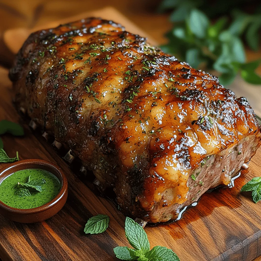 The Savory Herb-Crusted Roast Leg of Lamb with Fresh Mint Sauce is a glorious centerpiece dish that brings a touch of elegance and heartiness to any special occasion or family gathering. This recipe is not only a feast for the senses but also a celebration of flavors that perfectly balances the rich, succulent taste of lamb with the refreshing zing of mint sauce. The herb crust adds a delightful texture and depth, making this dish an absolute crowd-pleaser.