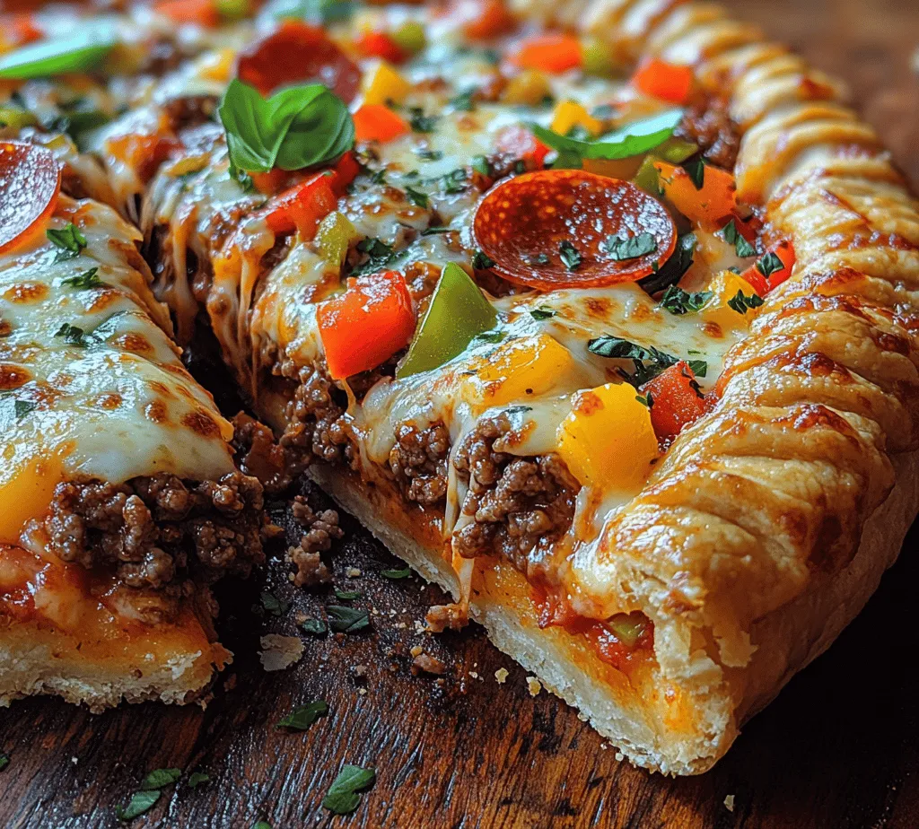 The Pizza Burger Pie is an exciting culinary creation that combines the best of two worlds: pizza and burgers. This dish is not just a meal; it's an experience that brings people together, making it an ideal choice for family gatherings, game days, or a cozy night in with loved ones. Imagine sinking your fork into a slice of pie that is generously filled with seasoned ground beef, rich marinara sauce, and gooey cheese, all wrapped in a flaky crust. The Pizza Burger Pie is sure to become a new favorite in your household.