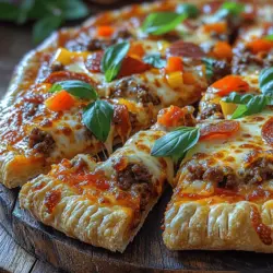 The Pizza Burger Pie is an exciting culinary creation that combines the best of two worlds: pizza and burgers. This dish is not just a meal; it's an experience that brings people together, making it an ideal choice for family gatherings, game days, or a cozy night in with loved ones. Imagine sinking your fork into a slice of pie that is generously filled with seasoned ground beef, rich marinara sauce, and gooey cheese, all wrapped in a flaky crust. The Pizza Burger Pie is sure to become a new favorite in your household.