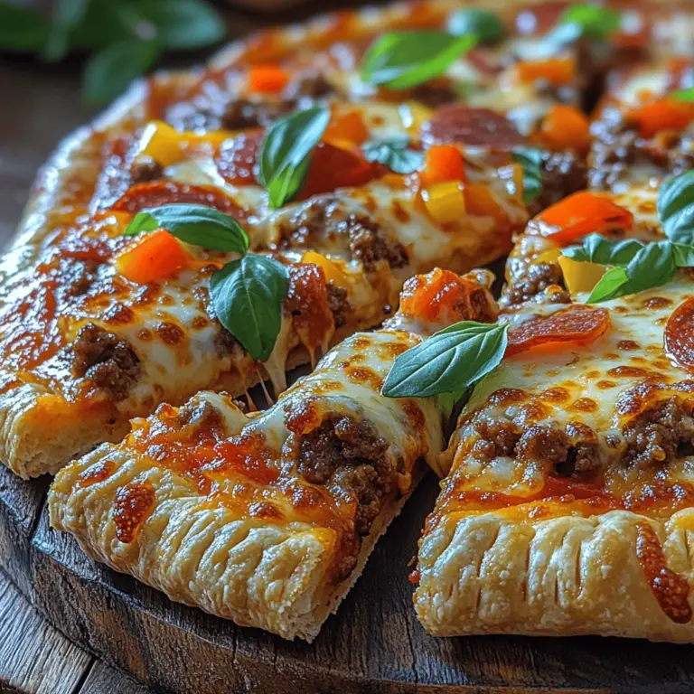 The Pizza Burger Pie is an exciting culinary creation that combines the best of two worlds: pizza and burgers. This dish is not just a meal; it's an experience that brings people together, making it an ideal choice for family gatherings, game days, or a cozy night in with loved ones. Imagine sinking your fork into a slice of pie that is generously filled with seasoned ground beef, rich marinara sauce, and gooey cheese, all wrapped in a flaky crust. The Pizza Burger Pie is sure to become a new favorite in your household.