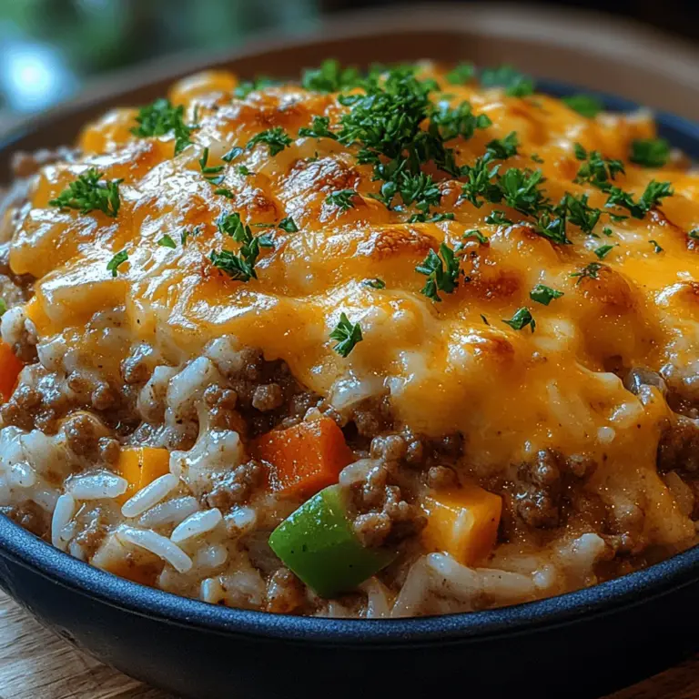 When it comes to comfort food, few dishes can compete with the hearty, satisfying nature of casseroles. These one-dish meals have become staples in homes across the world, beloved for their simplicity, warmth, and ability to bring family and friends together around the dinner table. The Cheesy Delight Hamburger Rice Casserole perfectly encapsulates this essence, combining the rich flavors of ground beef, creamy cheese, and wholesome rice into a delightful dish that is sure to please even the pickiest eaters.