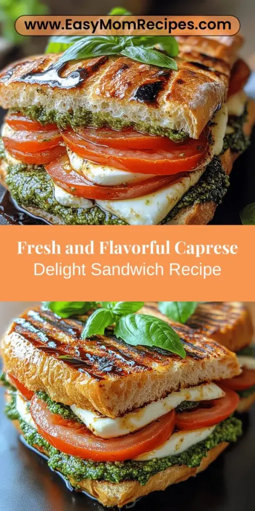 Experience the deliciousness of the Caprese Delight Sandwich, a vibrant blend of fresh tomatoes, creamy mozzarella, and aromatic basil inspired by classic Italian flavors. This easy-to-make sandwich not only delights the taste buds with its balance of tastes but also offers a beautiful presentation. Perfect for light lunches or picnics, the Caprese Delight Sandwich is a nutritious and satisfying meal that celebrates simplicity and quality ingredients. Enjoy creating your own masterpiece at home!