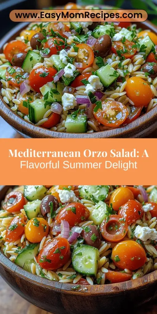Discover the Mediterranean Orzo Delight, a vibrant and refreshing salad that encapsulates the essence of the Mediterranean lifestyle. This easy-to-make dish combines orzo pasta with fresh vegetables, tangy feta cheese, and a zesty dressing, making it perfect for light lunches or summer gatherings. Packed with flavor and nutrition, this orzo salad showcases the beauty of wholesome ingredients. Explore the ingredients, preparation methods, and cultural significance of this delightful recipe to bring a taste of the Mediterranean to your kitchen.