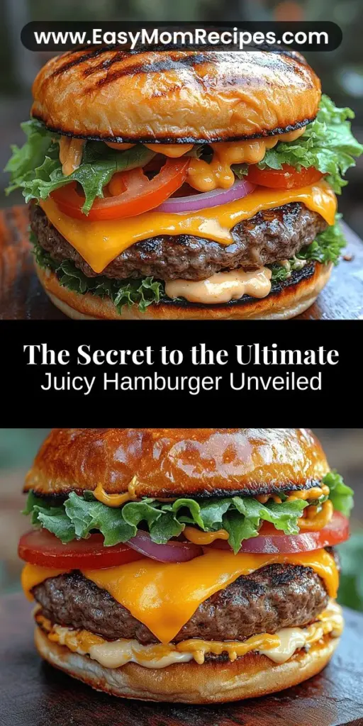 Discover the art of crafting the ultimate juicy hamburger with this mouth-watering recipe that promises to elevate your grilling game. Learn the importance of quality ingredients, from the perfect beef blend to fresh toppings, and master the techniques of mixing, shaping, and cooking for optimum juiciness. Whether you're hosting a barbecue or enjoying a weeknight treat, this guide will help you create a delicious burger experience that delights the taste buds. Dive into the world of flavors and enjoy every satisfying bite!