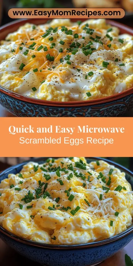 Discover the ultimate breakfast solution with our Egg-cellent Microwave Scrambled Eggs recipe! Perfect for busy mornings, this quick and easy dish offers fluffy scrambled eggs in just minutes. With basic ingredients like eggs, milk, and your choice of seasonings and cheese, you can customize each serving to suit your taste. Enjoy a nutritious meal that's rich in protein and packed with vitamins. Say goodbye to lengthy cooking times and elevate your breakfast game today!