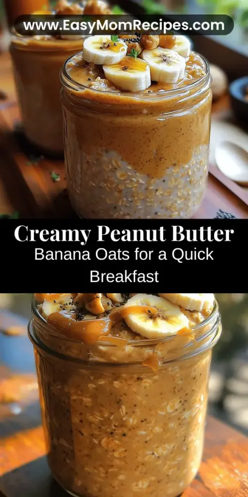 Start your day right with Creamy Peanut Butter Banana Delight Oats! This nutritious breakfast blends rolled oats with creamy peanut butter and ripe bananas for a delicious kick. Perfect for busy mornings, simply soak the oats overnight in your choice of milk, add mashed bananas, and peanut butter. Customize it with honey, maple syrup, or spices like cinnamon for extra flavor. Enjoy a wholesome, energy-boosting meal that’s easy to prepare and delightful to eat!