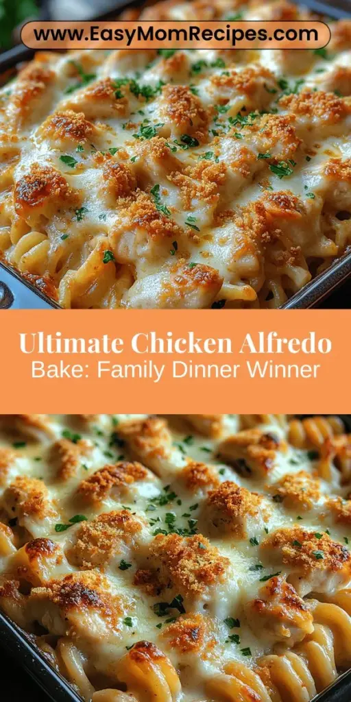 Discover the warmth and flavor of the Ultimate Chicken Alfredo Bake, a comforting casserole that's perfect for any family meal. This dish brings together tender chicken, rotini pasta, and a creamy Alfredo sauce, all baked to perfection under a layer of gooey cheese. It's an easy, one-dish recipe that's ideal for busy weeknights or gatherings. With endless variations, like adding spinach or breadcrumbs, it’s sure to become a favorite in your home.