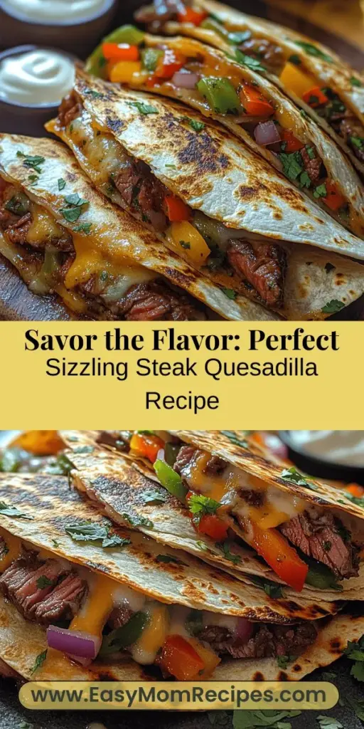 Discover the mouthwatering Sizzling Steak Quesadilla Delight, a perfect blend of tender flank steak, gooey Monterey Jack cheese, and vibrant vegetables. This easy-to-follow recipe elevates traditional quesadillas into a flavorful feast that's ideal for any occasion. Learn essential marinating and cooking techniques to achieve juicy, perfectly seared steak. Impress your family and friends with this delicious dish that celebrates the heart of Mexican cuisine and transforms any meal into a culinary adventure.