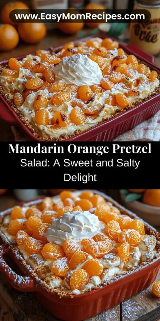 Discover the deliciousness of Mandarin Orange Pretzel Salad, a delightful dessert that combines the salty crunch of pretzels with creamy cheese and sweet mandarin oranges. This visually stunning treat is a favorite at gatherings and celebrations, thanks to its unique blend of flavors and textures. Learn how to create this layered dessert from scratch and explore variations to suit your taste. Perfect for impressing your guests and satisfying your sweet tooth!