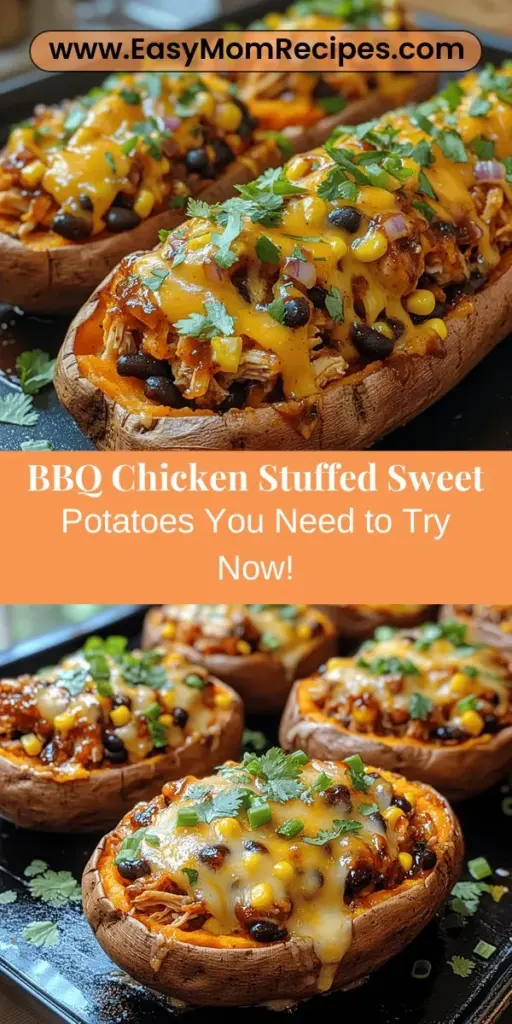 Discover the deliciousness of BBQ Chicken Stuffed Sweet Potatoes! This nutritious dish combines the natural sweetness of tender sweet potatoes with smoky BBQ chicken, topped with melty cheese for a satisfying meal. Packed with vitamins and protein, it’s perfect for any occasion, from casual family dinners to parties. Follow our step-by-step guide to create this delightful comfort food, and enjoy customizable variations to fit your taste. A wholesome dish that tastes as good as it looks!