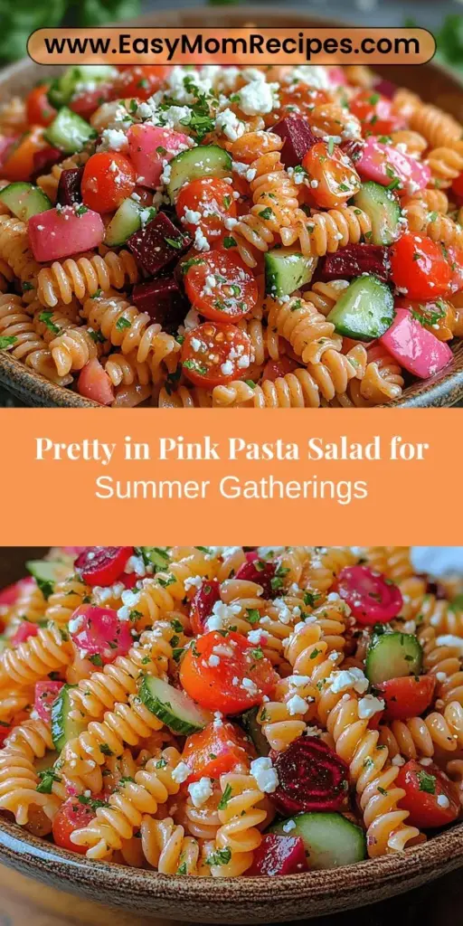 Discover the vibrant and delicious Pretty in Pink Pasta Salad, the perfect dish for summer picnics and gatherings. This refreshing salad features fusilli pasta, crunchy veggies, and nutritious ingredients like cherry tomatoes, cucumbers, and beetroot, all tied together with a zesty dressing. Versatile and easy to adapt for various dietary preferences, it’s a feast for the eyes and the palate. Perfect as a light meal or a stunning side, this salad will impress everyone at your table!