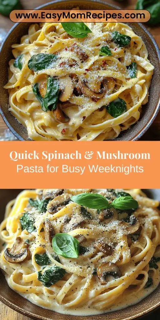 Discover the delicious Spinach & Mushroom Delight Pasta recipe that combines convenience with nutrition, perfect for busy weeknights. This creamy dish features fresh spinach, earthy mushrooms, and aromatic garlic, creating a satisfying meal that's easy to prepare. Packed with essential vitamins and minerals, this pasta not only delights your taste buds but also nourishes your body. Ideal for adapting to different dietary needs, it’s sure to become a favorite in your kitchen!