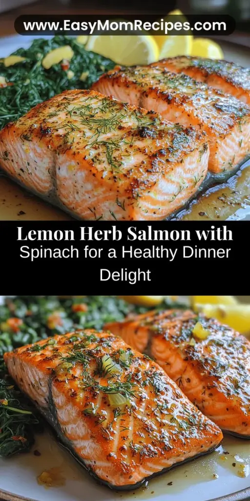 Discover the joy of cooking with our Vibrant Lemon Herb Salmon with Spinach Sizzle! This healthy and delicious recipe combines fresh salmon and nutrient-rich spinach, seasoned with zesty lemon and aromatic herbs for a burst of flavor. Perfect for any occasion, this dish not only pleases your taste buds but also supports your wellness goals. Follow our step-by-step guide to recreate this culinary delight and impress your family and friends with a beautiful, nutritious meal!