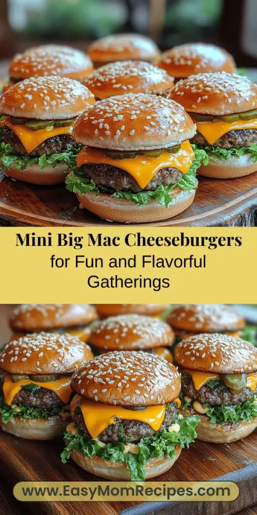 Discover the delicious twist on a classic favorite with Mini Big Mac Cheeseburgers! These bite-sized sliders bring all the iconic flavors of the original Big Mac in an easy-to-eat format, making them perfect for parties, game days, or family dinners. With juicy beef, creamy cheese, and tangy special sauce, everyone will love these playful treats. Get ready to impress your guests and create memorable moments with this fun and versatile recipe. Enjoy every flavorful bite!