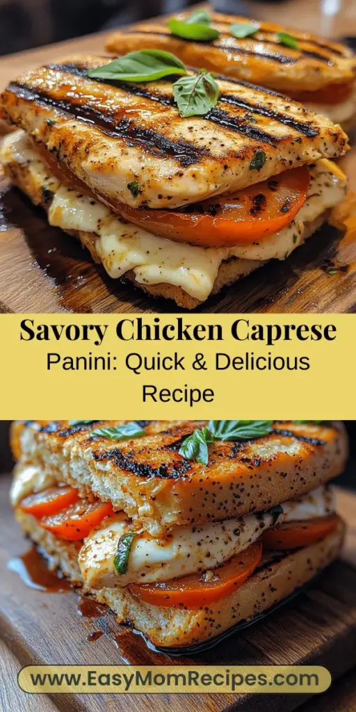 Indulge in the flavors of Italy with the Chicken Caprese Panini, a perfect blend of grilled chicken, creamy mozzarella, ripe tomatoes, and aromatic basil nestled between crispy ciabatta. This easy-to-make sandwich is ideal for busy lunches or casual get-togethers. With its simple ingredients and minimal prep, you can enjoy a delicious, gourmet meal at home. Elevate your panini with optional pesto or balsamic glaze for an extra flavor kick!