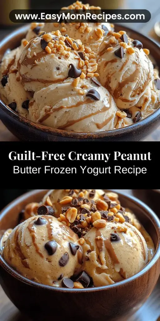 Looking for a guilt-free dessert that's both creamy and delicious? Try making your own creamy peanut butter frozen yogurt at home! This healthy alternative to traditional ice cream features rich peanut butter blended with tangy Greek yogurt, giving you a dessert packed with protein and flavor. It's easy to customize with your favorite sweeteners and mix-ins, making it the perfect treat for warm days. Enjoy a refreshing, wholesome dessert that satisfies your cravings!