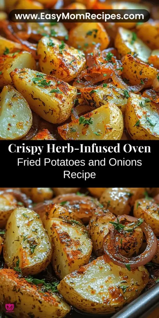 Discover the delight of crispy herb-infused oven fried potatoes and onions, the perfect side dish for any meal. This recipe balances flavors and textures while being healthy and easy to make. Using russet potatoes for their ideal frying qualities, along with sweet yellow onions, olive oil, and a mix of herbs, you’ll create a golden, crispy dish with minimal oil. Perfect with grilled meats or as toppings on salads, this versatile recipe is an instant crowd-pleaser. Enjoy delicious comfort without the guilt!
